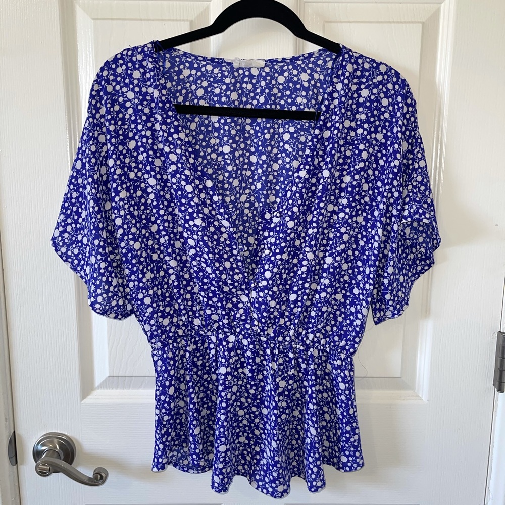 Sienna sky blue and white top size medium.